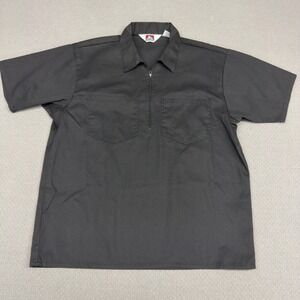 Ben Davis Shirt Mens Large Cotton Blend Half Zip Canvas Workwear Minimalist